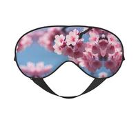 Máscara de ojos de doble cara con estampado de flores de cerezo, bloqueo suave y ligero para mejorar la calidad del sueño