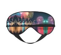 Máscara de ojos de doble cara con estampado de fuegos artificiales, bloqueo suave y ligero para mejorar la calidad del sueño