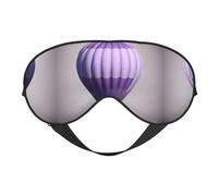 Máscara de ojos de doble cara con estampado de globo aerostático de lavanda, suave y bloqueo de luz para mejorar la calidad del sueño