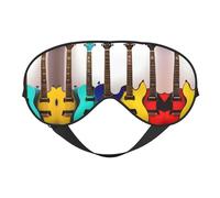 Máscara de ojos de doble cara con estampado de guitarras coloridas, bloqueo suave y ligero para mejorar la calidad del sueño