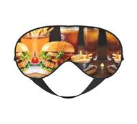 Máscara de ojos de doble cara con estampado de hamburguesa y patas de pollo, cubierta suave para viajes, máscara de dormir nocturna para hombres y mujeres