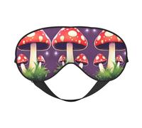 Máscara de ojos de doble cara con estampado de hongos rojos, bloqueo suave y ligero para mejorar la calidad del sueño