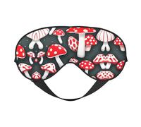 Máscara de ojos de doble cara con estampado de hongos rojos y blancos, bloqueo suave y ligero para mejorar la calidad del sueño