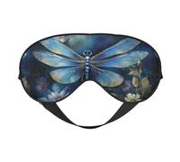 Máscara de ojos de doble cara con estampado de libélula azul, máscara de ojos opaca, máscara de ojos para dormir toda la noche para mujeres y hombres