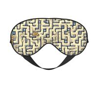 Máscara de ojos de doble cara con estampado de mapa del tesoro, diseño ajustable, bloqueo de luz y transpirable, adecuado para descansar y viajar.