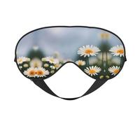 Máscara de ojos de doble cara con estampado de margaritas, suave y bloqueo de luz para mejorar la calidad del sueño
