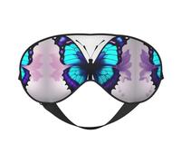 Máscara de ojos de doble cara con estampado de mariposa azul y morado, bloqueo suave y ligero para mejorar la calidad del sueño