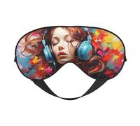 Máscara de ojos de doble cara con estampado de música colorida, máscara de ojos opaca, máscara de ojos para dormir toda la noche para mujeres y hombres