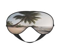 Máscara de ojos de doble cara con estampado de palmeras de playa de arena, máscara de ojos para dormir para hombres y mujeres, suave y cómoda para viajar