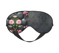 Máscara de ojos de doble cara con estampado de piedras y rosas, suave y bloqueo de luz para mejorar la calidad del sueño