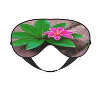 Máscara de ojos de doble cara con estampado de plantas tropicales de flores rosas, máscara de ojos para dormir para hombres y mujeres, suave y cómoda para viajar