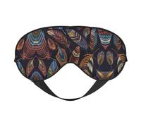 Máscara de ojos de doble cara con estampado de plumas de pavo real, opaca para dormir, máscara de ojos cómoda para dormir para todas las ocasiones