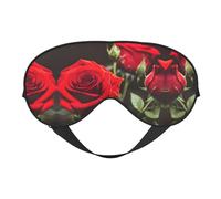 Máscara de ojos de doble cara con estampado de rosa roja y vino, suave y bloqueo de luz para mejorar la calidad del sueño
