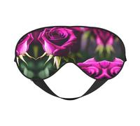 Máscara de ojos de doble cara con estampado de rosas moradas, bloqueo suave y ligero para mejorar la calidad del sueño