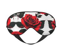 Máscara de ojos de doble cara con estampado de rosas rojas, bloqueo suave y ligero para mejorar la calidad del sueño