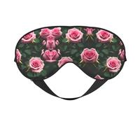 Máscara de ojos de doble cara con estampado de rosas rojas, bloqueo suave y ligero para mejorar la calidad del sueño