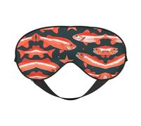 Máscara de ojos de doble cara con estampado de salmón, bloqueo suave y ligero para mejorar la calidad del sueño