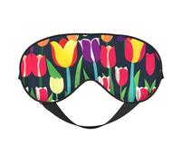 Máscara de ojos de doble cara con estampado de tulipanes coloridos, bloqueo suave y ligero para mejorar la calidad del sueño