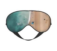 Máscara de ojos de doble cara con estampado de vista aérea de la playa, diseño ajustable, bloqueo de luz y transpirable, adecuado para descansar y viajar.