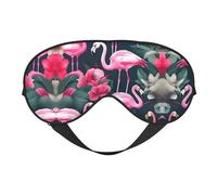 Máscara de ojos de doble cara con estampado floral de flamenco, bloqueo de luz suave para mejorar la calidad del sueño