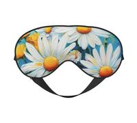 Máscara de ojos de doble cara con estampado floral de margaritas de verano, máscara de ojos opaca, máscara de ojos para dormir toda la noche para mujeres y hombres