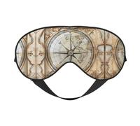 Máscara de ojos de doble cara con estampado náutico de mapa de brújula, bloqueo de luz suave para mejorar la calidad del sueño