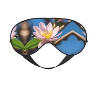 Máscara de ojos de doble cara con flor de almendro rojo, máscara de ojos con correa ajustable, cubierta de sombra para dormir, bloquea la luz