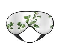 Máscara de ojos de doble cara con ramita verde natural, máscara de ojos con correa ajustable, cubierta de sombra para dormir, bloquea la luz