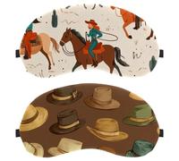 Máscara de ojos de fondo marrón con diseño de sombreros de vaquero del salvaje oeste para dormir de lado, máscara de dormir, máscara de ojos para dormir, cubierta suave para viajes, siesta, avión