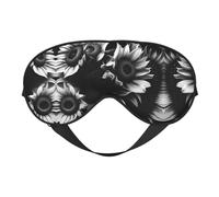 Máscara de ojos de girasoles blancos y negros para máxima comodidad para dormir, ajustable, transpirable y elegante, perfecta para sensibilidad a la luz, insomnio
