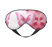 Máscara de ojos de mariposa rosa y blanca de doble cara, suave, opaca, relajación, presión cero, para dormir