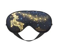 Máscara de ojos de Navidad con ciervo dorado para hombres y mujeres, máscara para dormir con correa fácil de ajustar, cubierta nocturna para viajes