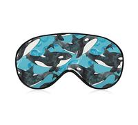 Máscara de ojos de orcas de acuarela con correa ajustable para hombres y mujeres siesta de viaje para dormir por la noche