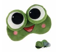 Máscara de Ojos de Rana Antifaz para Dormir de Rana Loca Verde 3D Pelusa Máscara del Sueño con Bolsa de Hielo para Viaje Niños Adultos Regalo Original
