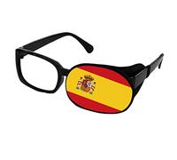 Máscara de ojos de seda transpirable para niños y adultos, para entrenamiento de ambliopía, estrabismo, corregida, parches de ojos perezosos para gafas (bandera española)
