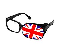 Máscara de ojos de seda transpirable para niños y adultos, para entrenamiento de ambliopía, estrabismo, corregida, parches de ojos perezosos para gafas (bandera británica)