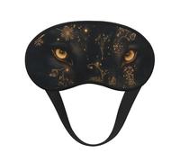Máscara de ojos de tela compuesta con borde negro y banda elástica para hombre y mujer, con diseño de lobo misterioso y luciérnaga.