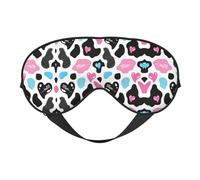 Máscara de ojos de vaca con corazones Moo Love Printing Versátil Ayudante de descanso, suave máscara de ojos para dormir de doble cara para yoga, camping, máscara de ojos suave para dormir
