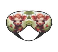 Máscara de ojos de vaca de fresa con estampado de bebé de doble cara, diseño ajustable, bloqueo de luz y transpirable, adecuado para descansar y viajar.