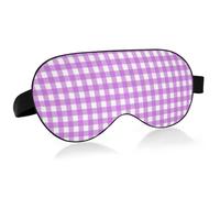 Máscara de ojos esencial de viaje a cuadros púrpura y blanco con banda elástica ajustable opaca acogedora máscara de ojos de viaje para dormir en transporte público