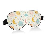 Máscara de ojos esencial para dormir con diseño de nubes y luna y estrellas, arcoíris, con banda elástica ajustable, para motel, para dormir, transporte público