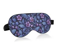 Máscara de ojos esencial para dormir con patrón de flores moradas y lavanda con banda elástica ajustable, opaca, cubierta de ojos para transporte público
