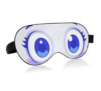 Máscara de ojos grandes de dibujos animados, color morado, esencial para viajes, con banda elástica ajustable, opaca, transpirable, cuidado de la piel, transporte público