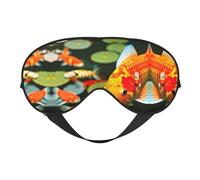 Máscara de ojos japonesa de doble cara con estampado de peces koi, suave y bloqueo de luz para mejorar la calidad del sueño