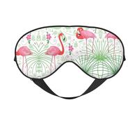 Máscara de ojos lavable y portátil con estampado floral de flamenco, cubierta de ojos suave y transpirable, se adapta a todas las cabezas ajustable