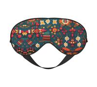 Máscara de ojos mexicana folk boho de doble cara, máscara de ojos con correa ajustable, cubierta de sombra para dormir, bloquea la luz