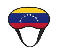 Máscara de ojos negra con estampado de bandera de Venezuela para dormir en avión, máscara de dormir de poliéster para el hogar y viajes