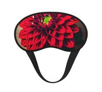 Máscara de ojos negra con estampado de dalia roja y flor retro para dormir en avión, máscara de dormir de poliéster para el hogar y viajes