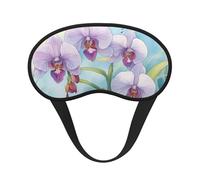Máscara de ojos negra con estampado de flores de orquídea y mariposas para dormir en avión, máscara de dormir de poliéster para el hogar y viajes