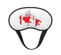 Máscara de ojos negra con estampado de mapa de la bandera canadiense para dormir en avión, máscara de dormir de poliéster para el hogar y viajes